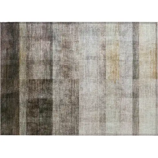 Brown Ombre Washable Non Skid Indoor Outdoor Area Rug Photo 2