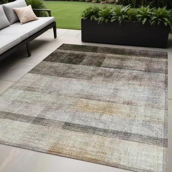 Brown Ombre Washable Non Skid Indoor Outdoor Area Rug Photo 1