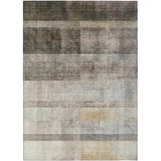 Brown Ombre Washable Non Skid Indoor Outdoor Area Rug Photo 2