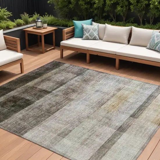 Brown Ombre Washable Non Skid Indoor Outdoor Area Rug Photo 1