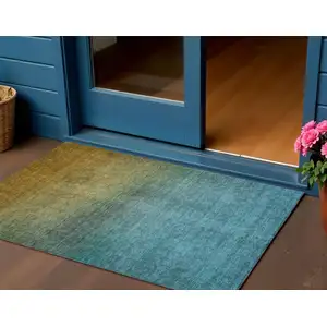 Photo of Brown Ombre Washable Non Skid Indoor Outdoor Area Rug