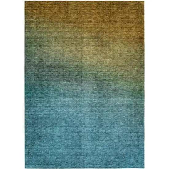 Brown Ombre Washable Non Skid Indoor Outdoor Area Rug Photo 2