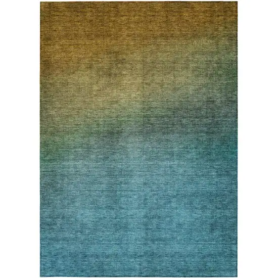 Brown Ombre Washable Non Skid Indoor Outdoor Area Rug Photo 5