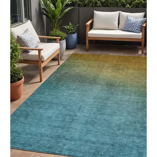 Brown Ombre Washable Non Skid Indoor Outdoor Area Rug Photo 1