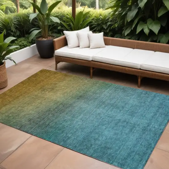 Brown Ombre Washable Non Skid Indoor Outdoor Area Rug Photo 1