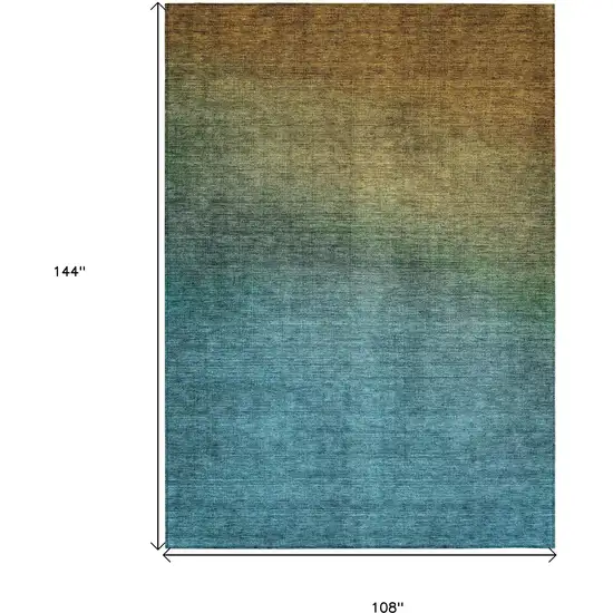 Brown Ombre Washable Non Skid Indoor Outdoor Area Rug Photo 3