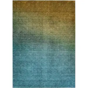 Photo of Brown Ombre Washable Non Skid Indoor Outdoor Area Rug