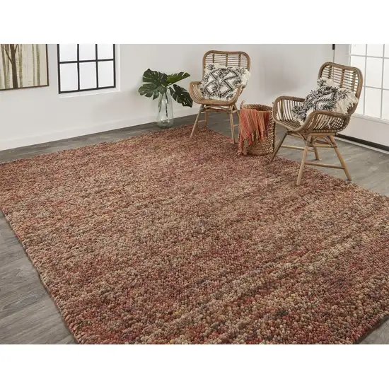 Brown Orange And Red Wool Hand Woven Distressed Stain Resistant Area Rug Photo 5