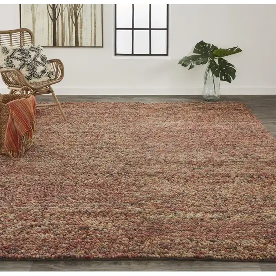 Brown Orange And Red Wool Hand Woven Distressed Stain Resistant Area Rug Photo 4