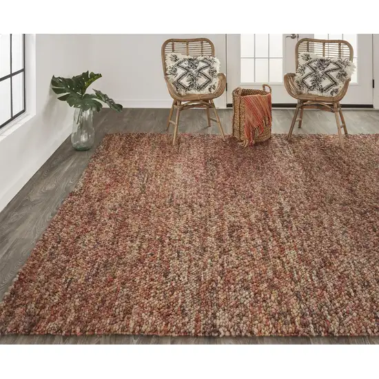 Brown Orange And Red Wool Hand Woven Distressed Stain Resistant Area Rug Photo 6