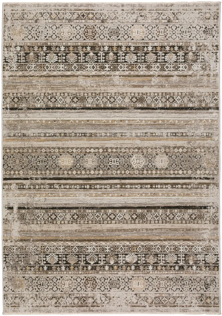 Brown Oriental Area Rug With Fringe Photo 1