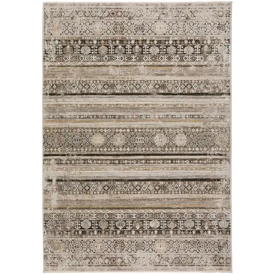 Brown Oriental Area Rug With Fringe Photo 1