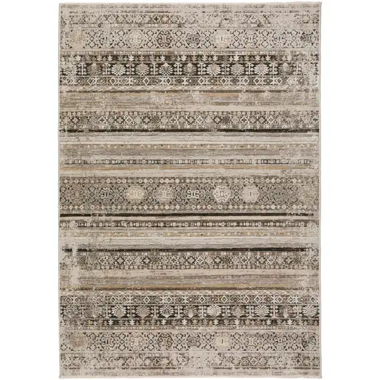 Brown Oriental Area Rug With Fringe Photo 3