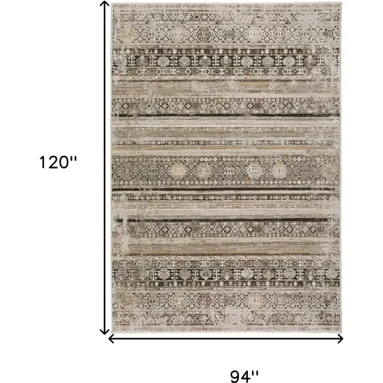 Brown Oriental Area Rug With Fringe Photo 6