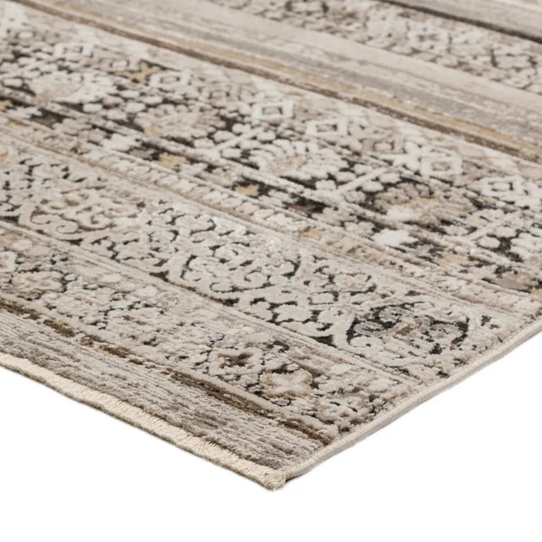 Brown Oriental Area Rug With Fringe Photo 4