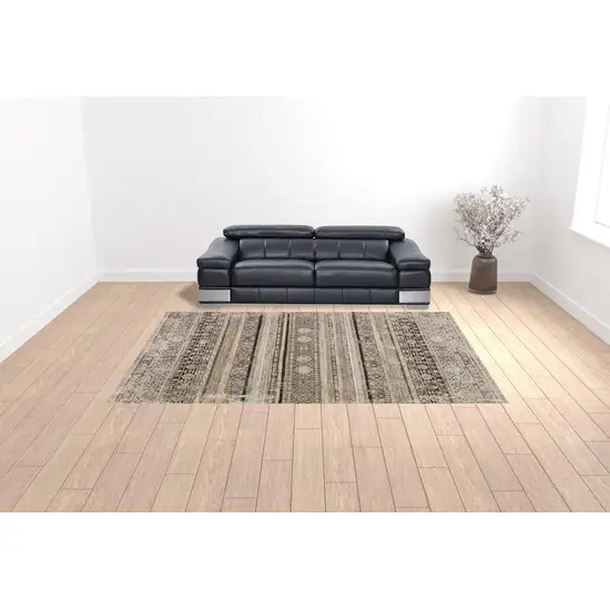 Brown Oriental Area Rug With Fringe Photo 2