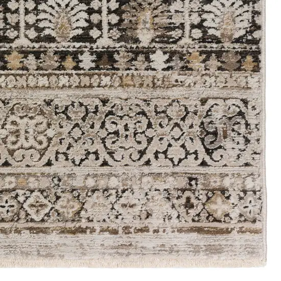 Brown Oriental Area Rug With Fringe Photo 3