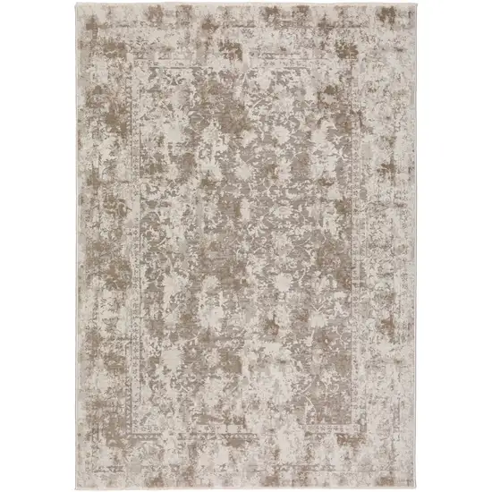 Brown Oriental Area Rug With Fringe Photo 3