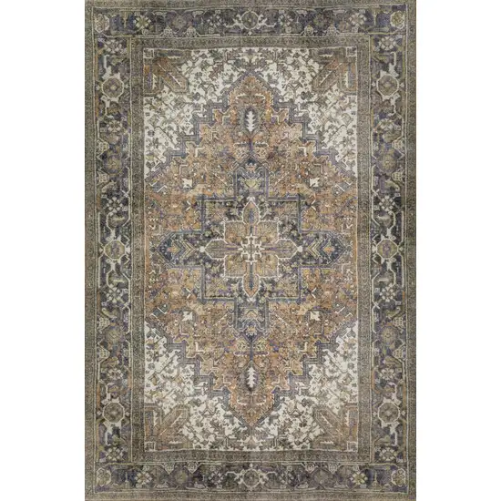 Brown Oriental Distressed Non Skid Area Rug Photo 1