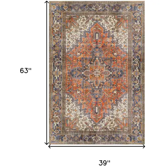 Brown Oriental Distressed Non Skid Area Rug Photo 7