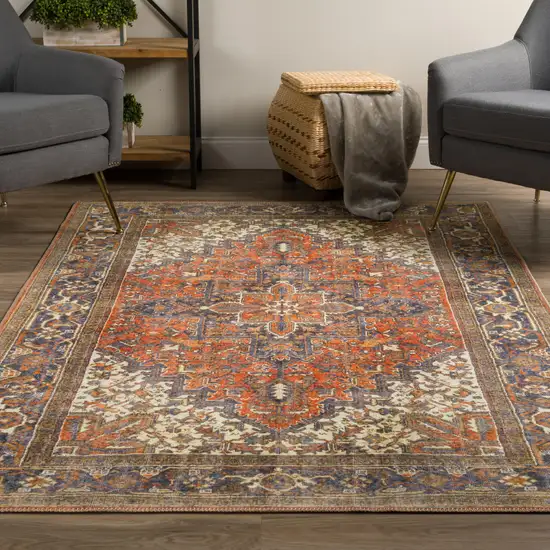 Brown Oriental Distressed Non Skid Area Rug Photo 4