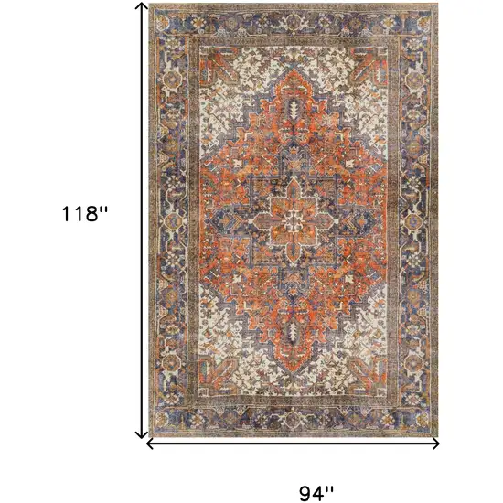 Brown Oriental Distressed Non Skid Area Rug Photo 7