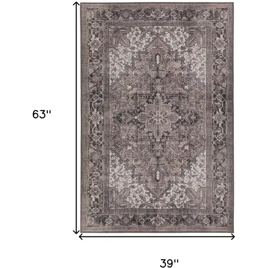 Brown Oriental Distressed Non Skid Area Rug Photo 9