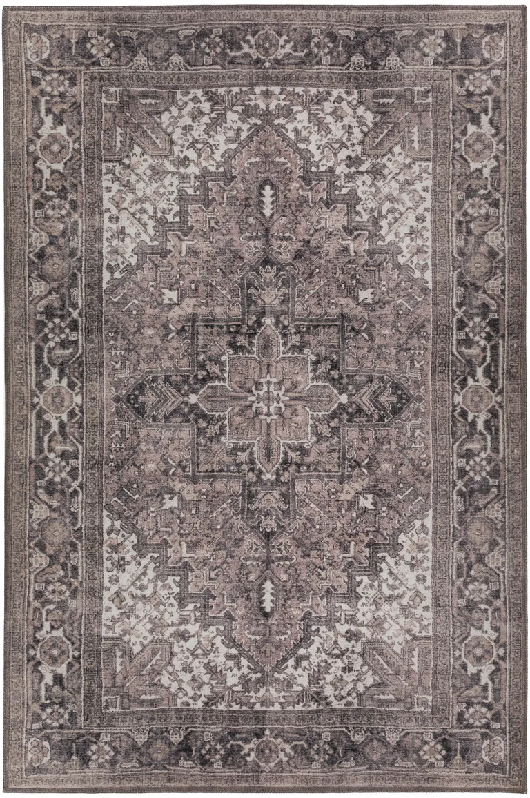 Brown Oriental Distressed Non Skid Area Rug Photo 1