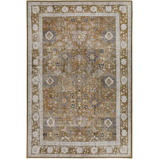 Brown Oriental Distressed Non Skid Area Rug Photo 1