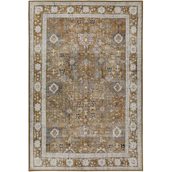 Brown Oriental Distressed Non Skid Area Rug Photo 5