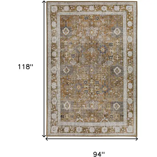 Brown Oriental Distressed Non Skid Area Rug Photo 9