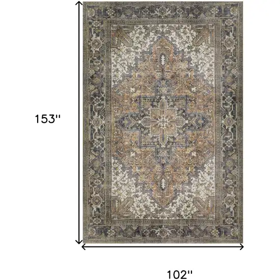 Brown Oriental Distressed Non Skid Area Rug Photo 7