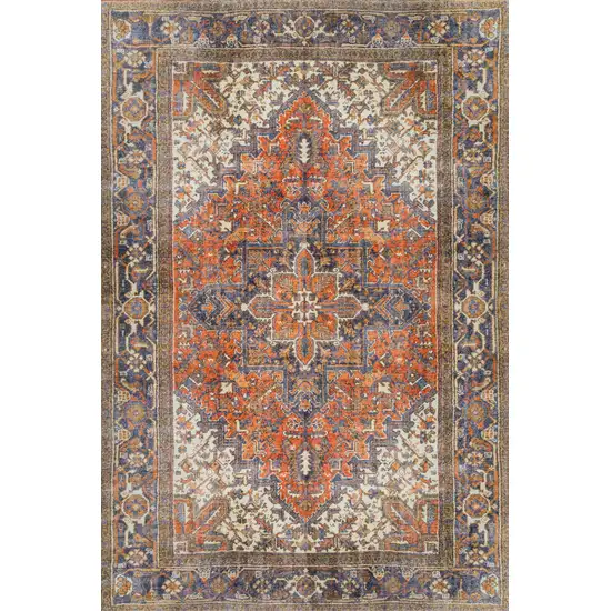 Brown Oriental Distressed Non Skid Area Rug Photo 5