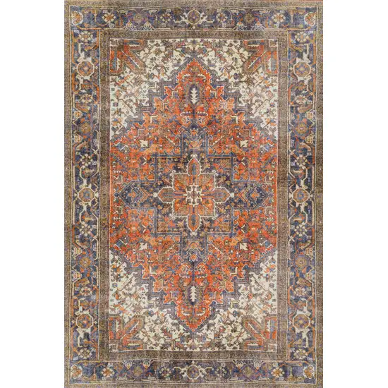 Brown Oriental Distressed Non Skid Area Rug Photo 1