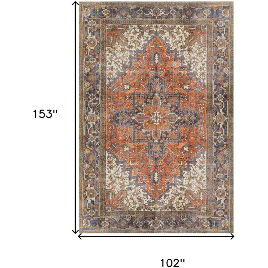 Brown Oriental Distressed Non Skid Area Rug Photo 7