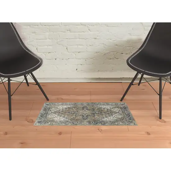 Brown Oriental Distressed Non Skid Area Rug Photo 2