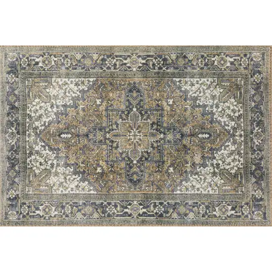 Brown Oriental Distressed Non Skid Area Rug Photo 1