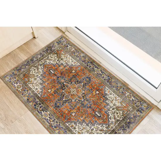 Brown Oriental Distressed Non Skid Area Rug Photo 4