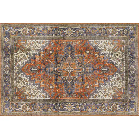 Brown Oriental Distressed Non Skid Area Rug Photo 1