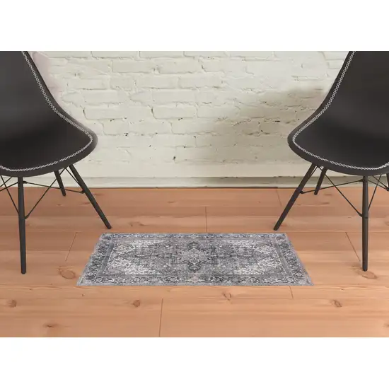 Brown Oriental Distressed Non Skid Area Rug Photo 2