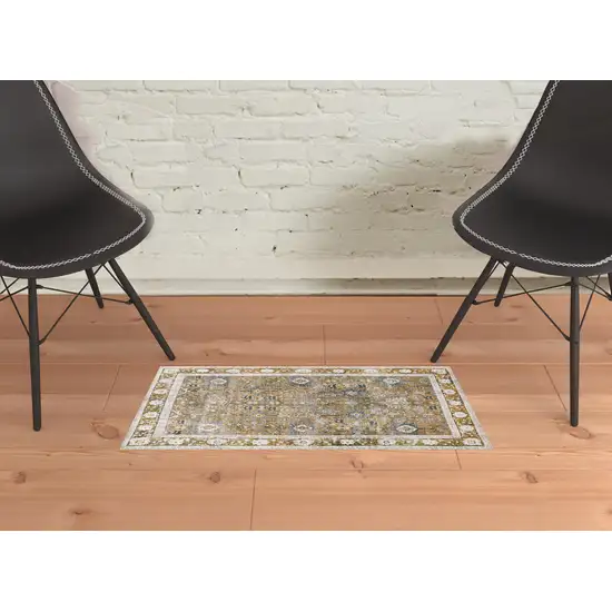 Brown Oriental Distressed Non Skid Area Rug Photo 2