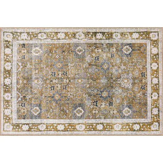 Brown Oriental Distressed Non Skid Area Rug Photo 1