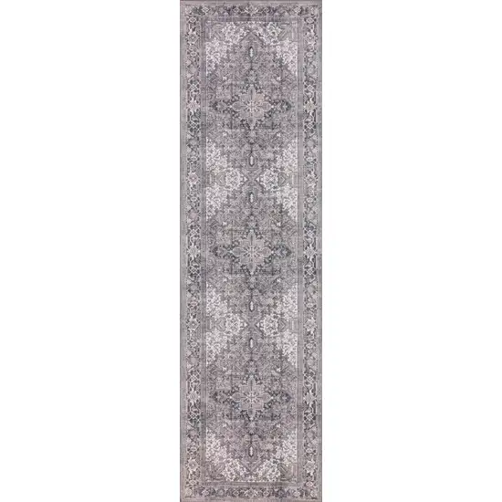 Brown Oriental Distressed Non Skid Runner Rug Photo 4