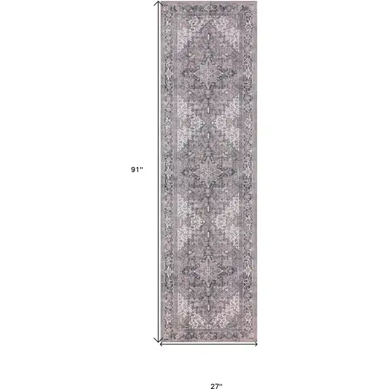 Brown Oriental Distressed Non Skid Runner Rug Photo 8