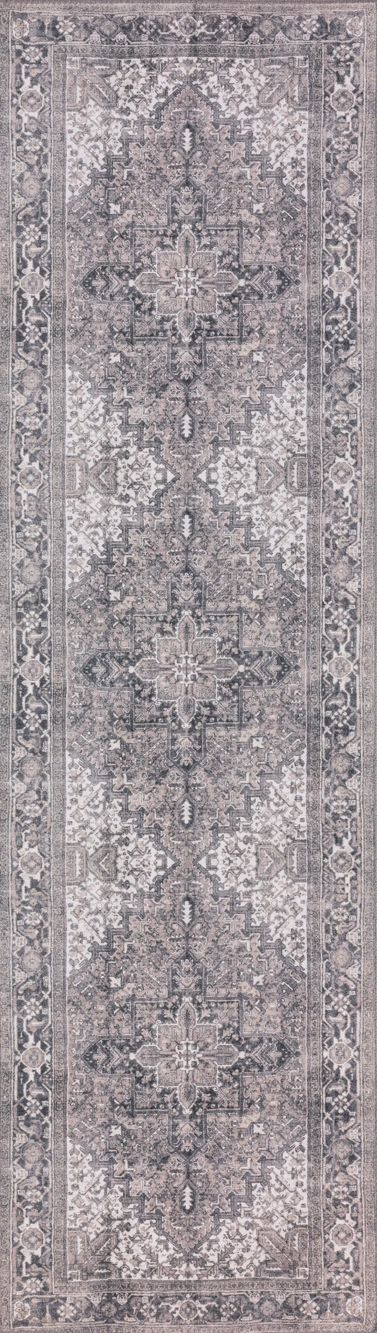 Brown Oriental Distressed Non Skid Runner Rug Photo 1