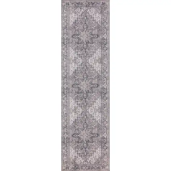 Brown Oriental Distressed Non Skid Runner Rug Photo 1