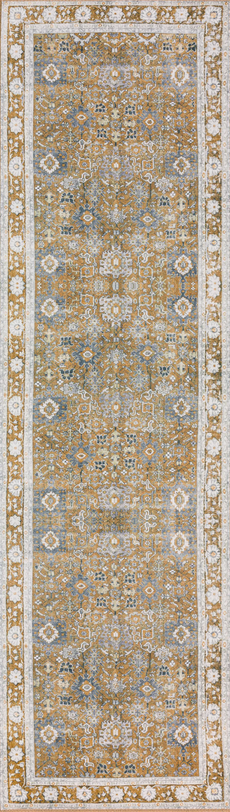 Brown Oriental Distressed Non Skid Runner Rug Photo 1