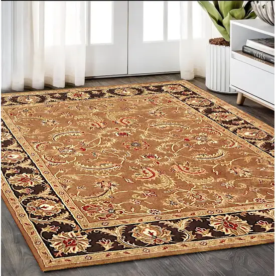 Brown Oriental Hand Tufted Non Skid Area Rug Photo 1