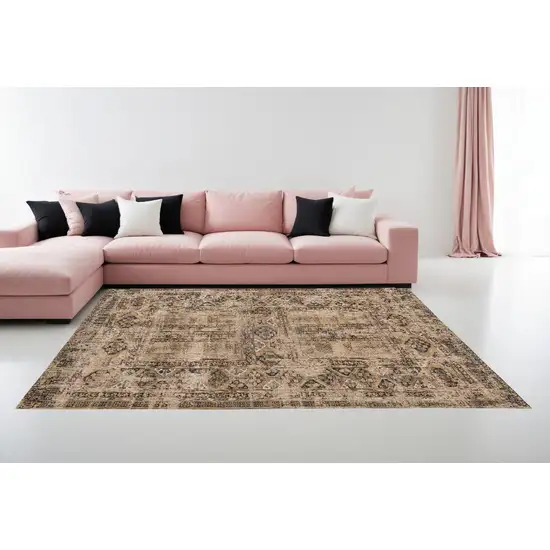 Brown Oriental Non Skid Area Rug Photo 1