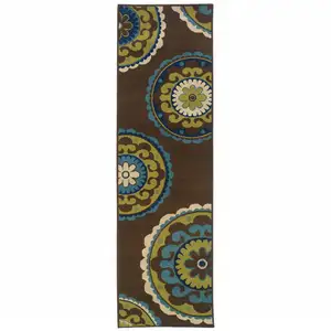 Photo of Brown Oriental Stain Resistant Indoor Outdoor Area Rug